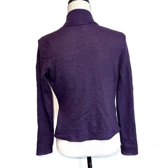 White + Warren Purple 100% Cashmere Cropped Open Cardigan Womens Sz M - Picture 3 of 9
